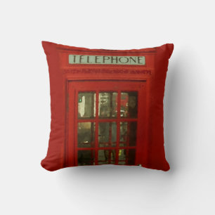 Pop Art Vintage London City Red Telefon Box Kudde