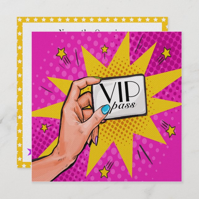 Pop Art VIP-inbjudan Inbjudningar (Fram/baksida)