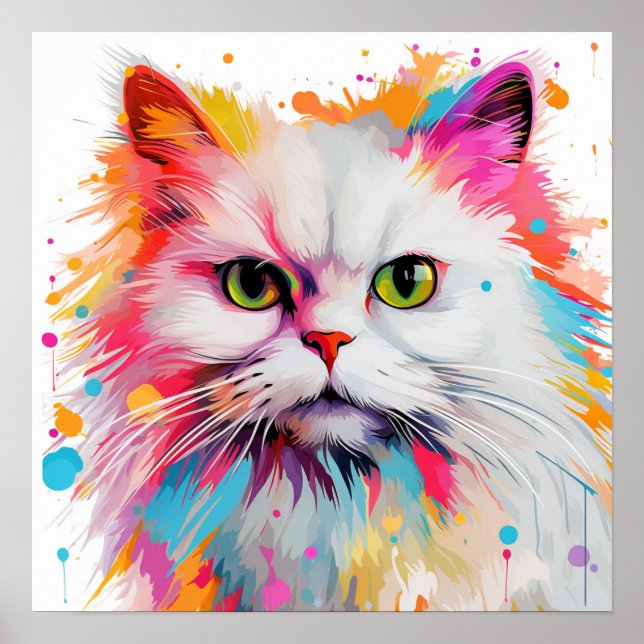 Pop Art White Persian Poster (Framsidan)