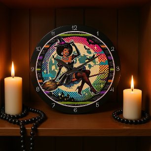 Pop Art Witch Halloween Stor Klocka