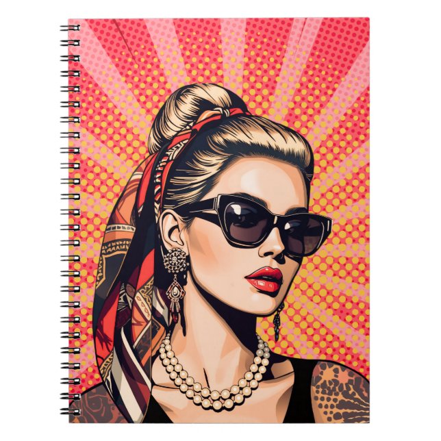 Pop Art Woman – Retro Chic Anteckningsbok (Framsidan)