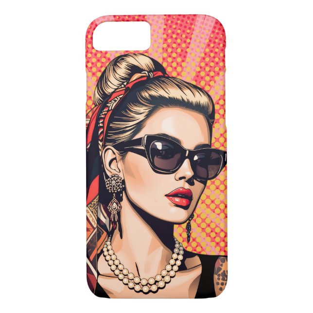 Pop Art Woman  Retro Chic Case-Mate iPhone Skal (Baksida)