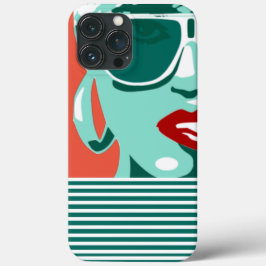 Pop Art Woman White Sunglasses Biting Red Läppar