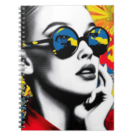 Pop art woman with sunglasses anteckningsbok