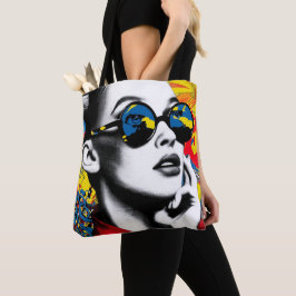 Pop art woman with sunglasses tygkasse