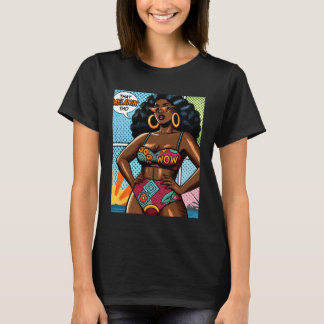 Pop Art Wow Melanin Resa Vacker Svart Kvinna i T Shirt