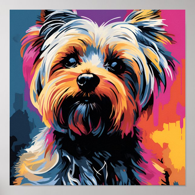 Pop Art Yorkshire Terrier print Poster (Framsidan)