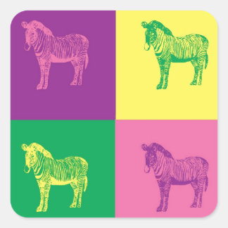 Pop Art Zebra Fyrkantigt Klistermärke