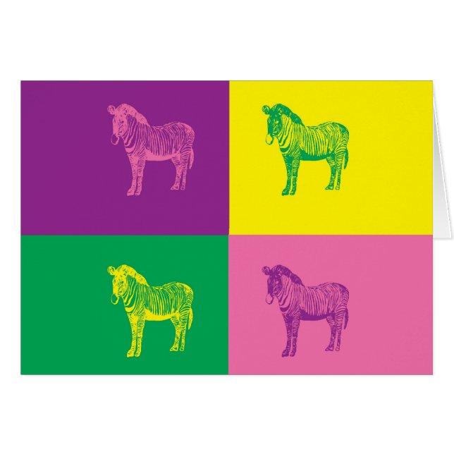Pop Art Zebra Hälsningskort (Framsidan Horizontal)