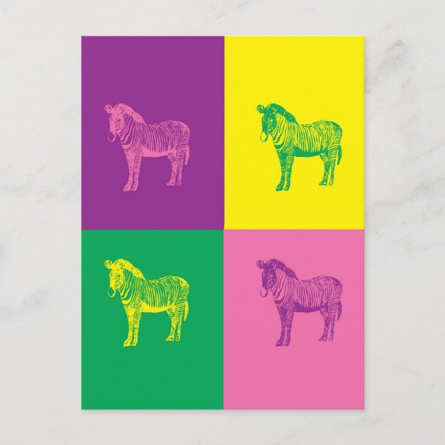 Pop Art Zebra Vykort (Framsida)