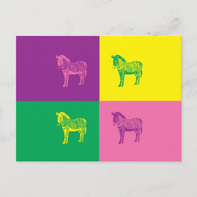 Pop Art Zebra Vykort (Framsida)