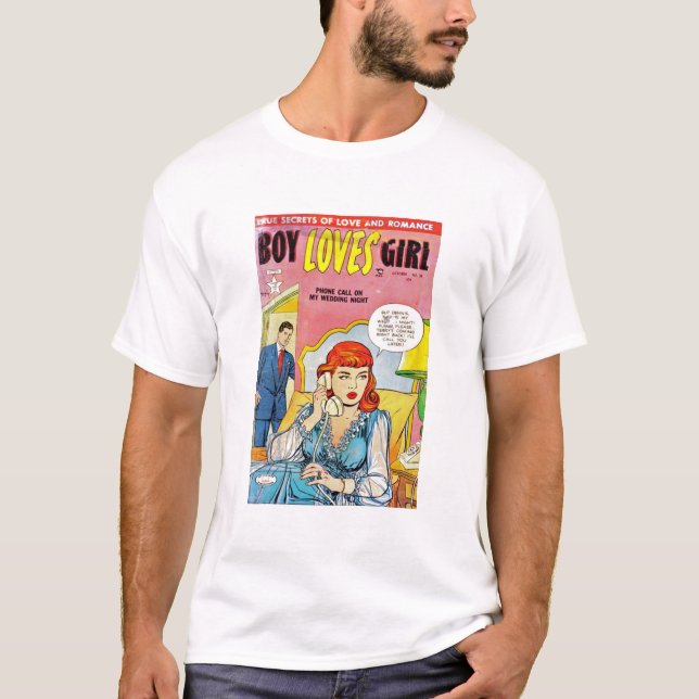 Pop Arts - Romantik - Boy Kärlek Girl - Mobil Call T Shirt (Framsida)