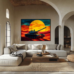 Pop Artstridsscen vid solnedgång - Militärisk stäm Poster