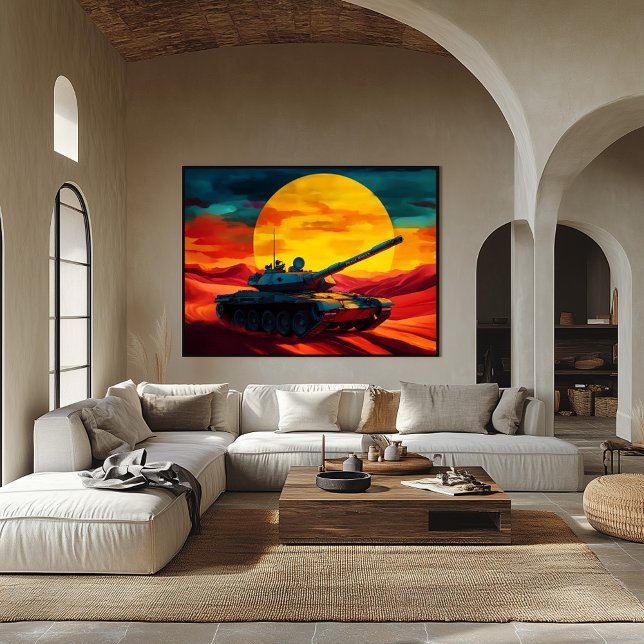 Pop Artstridsscen vid solnedgång - Militärisk stäm Poster (Skapare uppladdad)