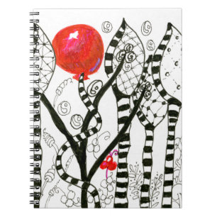 Pop av Zendoodle för röd ballong för färg den Anteckningsbok Med Spiral