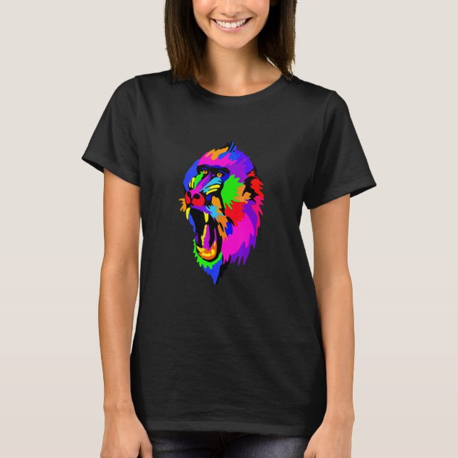 Pop Baboon Primate Mammal Animal Zookeeper Monkey T Shirt (Framsida)