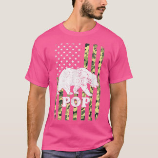 Pop Bear Camping Hiking Camouflage Förenta statern T Shirt