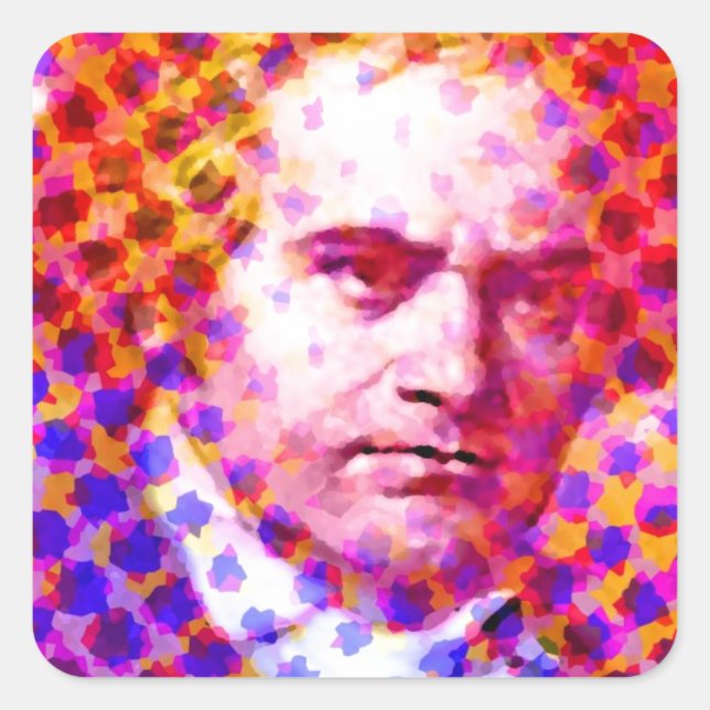 Pop Beethoven Fyrkantigt Klistermärke (Framsida)