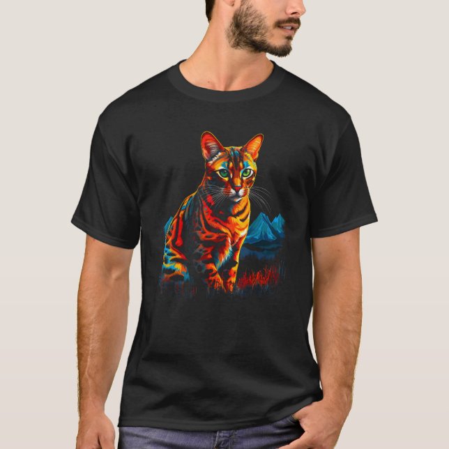 Pop Bengal Cat T Shirt (Framsida)