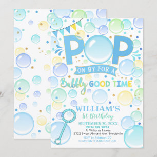 Pop Birthday Bubbles Birthday-inbjudan Inbjudningar