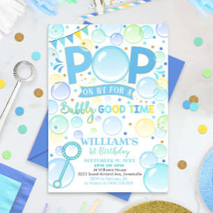 Pop Birthday Bubbles Birthday-inbjudan Inbjudningar