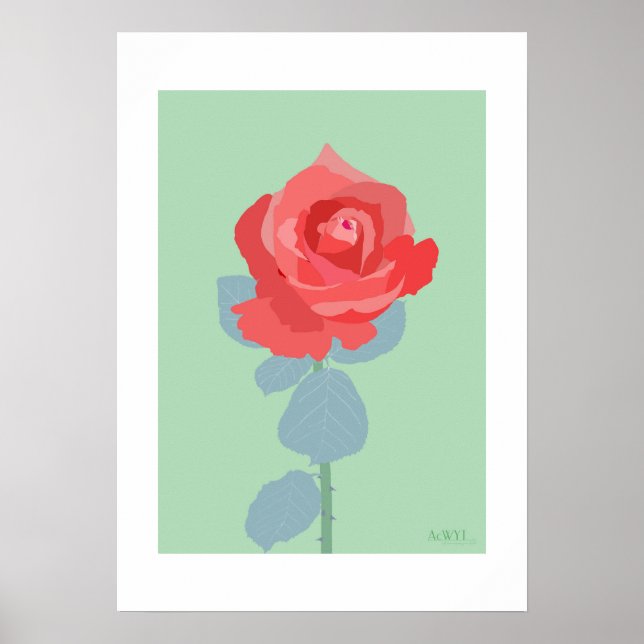 POP Botanical Art - Red Rose Poster (Framsidan)