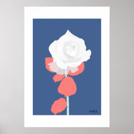 POP Botanical Art - White Rose  Poster