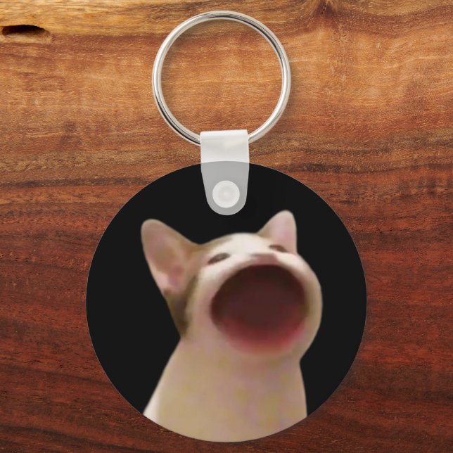 Pop Cat Meme Double Sided Keychain Nyckelring (Framsida)