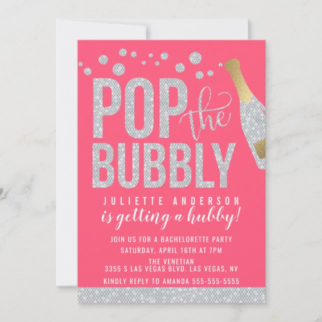 Pop Champagne Bachelorette-partiet Inbjudningar (Framsida)