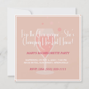 Pop Champagne Bachelorette-partiets inbjudan