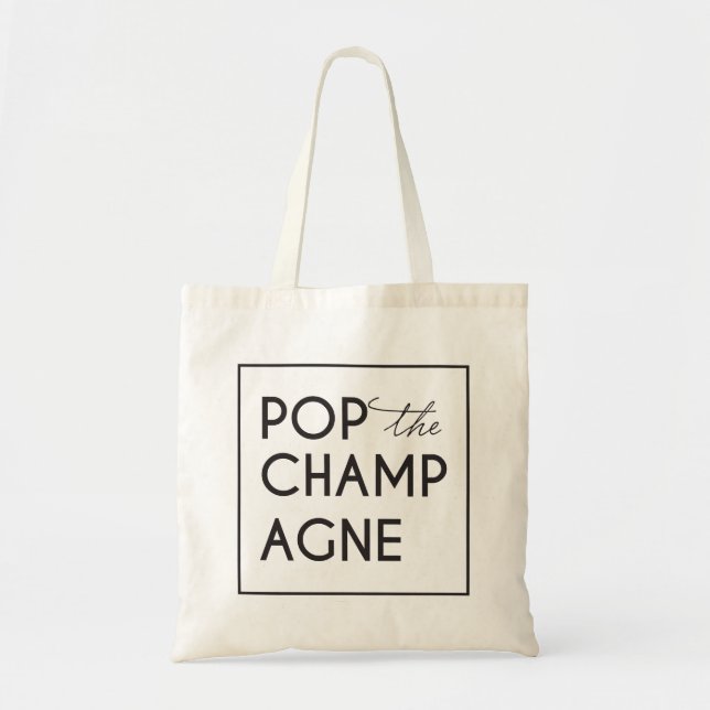 Pop Champagne Bachelorette Tote Tygkasse (Framsidan)