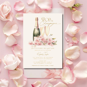 Pop Champagne Blommigt Möhippa av glas Inbjudningar