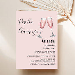 Pop Champagne Rosa Inbjudningskort för möhippan