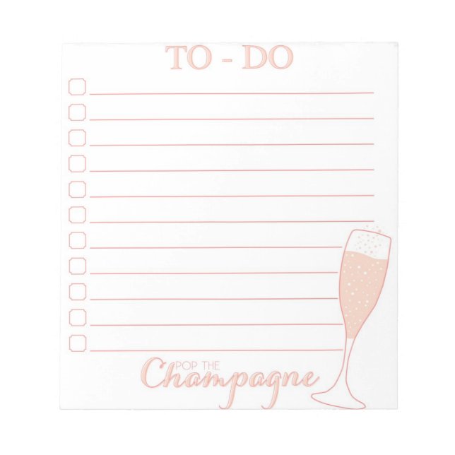 Pop Champagne to-Do List Anteckningsblock (Framsida)