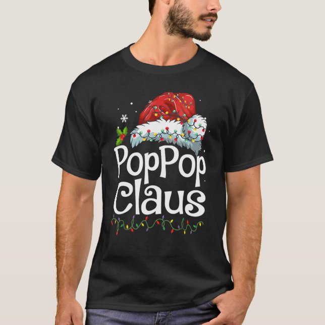 Pop Claus Family Matching Pajamas Julhus T Shirt (Framsida)