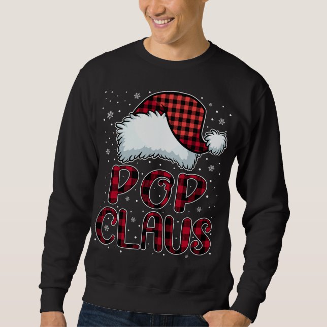 Pop Claus God jul Buffalo Play Red Santa Lång Ärmad Tröja (Framsida)