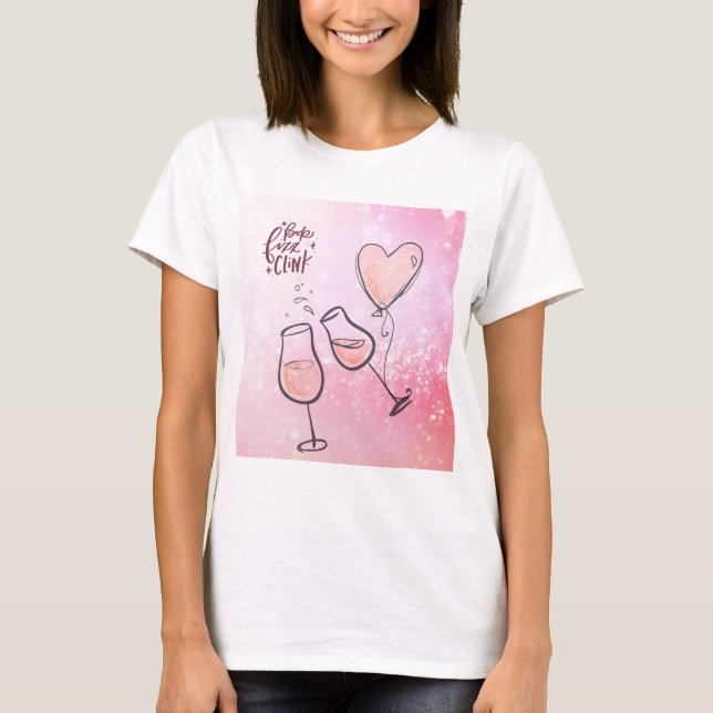 Pop Clink Fizz Anpassningsbar Bachelorette Party  T Shirt (Framsida)