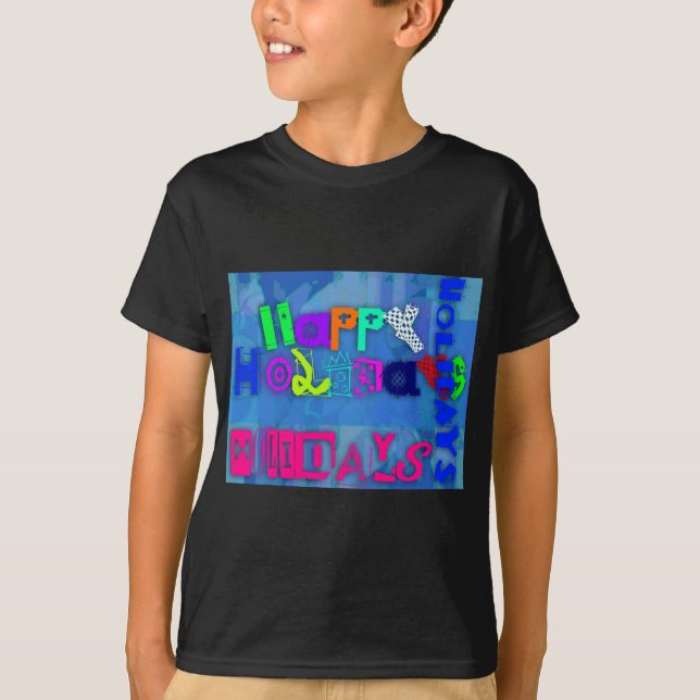 Pop Colorful Glad helg Black Kids Tee (Framsida)