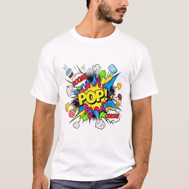 Pop Crash Ice Creams T-Shirt – Fun Summer Dessert  (Framsida)