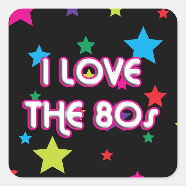 Pop Culture Retro I kärlek på 80-talet Fyrkantigt Klistermärke (Framsida)