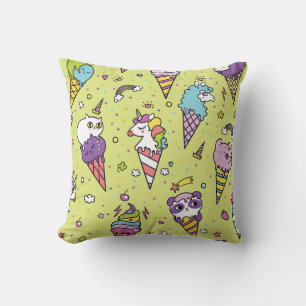 Pop Cute Ice Cream: Animal Mönster Kudde