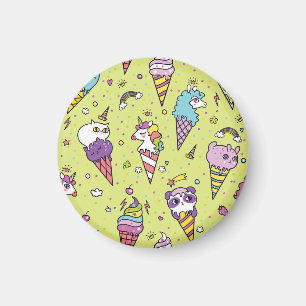 Pop Cute Ice Cream: Animal Mönster Magnet