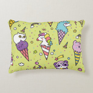 Pop Cute Ice Cream: Animal Mönster Prydnadskudde