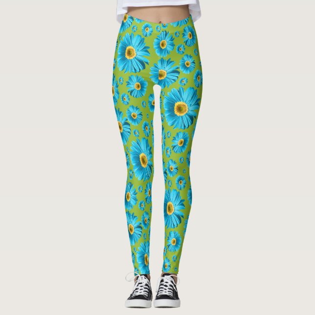 Pop Daisy Aqua Blå Leggings (Framsida)