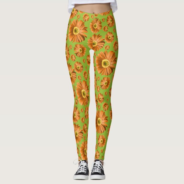 Pop Daisy Orange Leggings (Framsida)