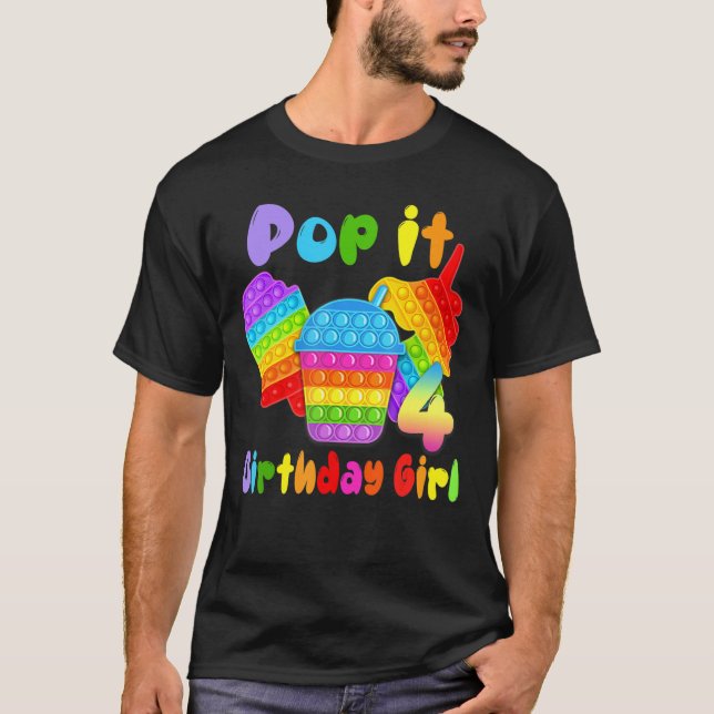 Pop det 4:e året gamla födelsedagsflickan för Pop  T Shirt (Framsida)