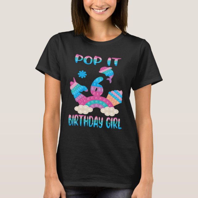 Pop det 6e år Birthday Girl Fidget Leksak för fåge T Shirt (Framsida)