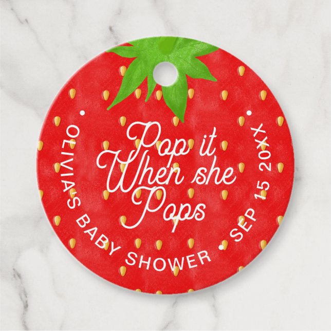 Pop det när hon spottar jordgubbsbär gåvor etiketter (Framsida)
