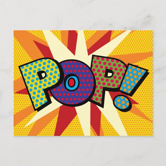 POP Din Meddelande Pratbubbla Kul Retro Vykort (Framsida)