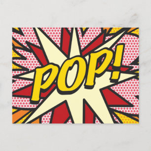POP Din Meddelande Pratbubbla Kul Retro Vykort